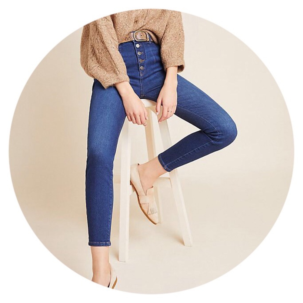 • Pilcro • Ultra High-Rise Button-Fly Skinny Jeans